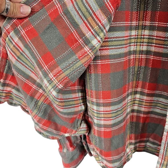 Mens California Fit Western Cowboy Outdoor Rugged Work Farm Red Plaid Flannel LG - Picture 7 of 13